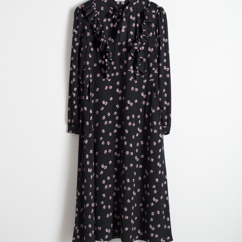 & OTHER STORIES FLORAL PRINTED RUFFLE BIB MIDI DRESS - Picture 4 of 15
